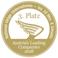 Austria's Leading Companies 2018 3. Platz in der Kategorie "National tätigige Unternehmen – bis 10 Mio. € Umsatz"